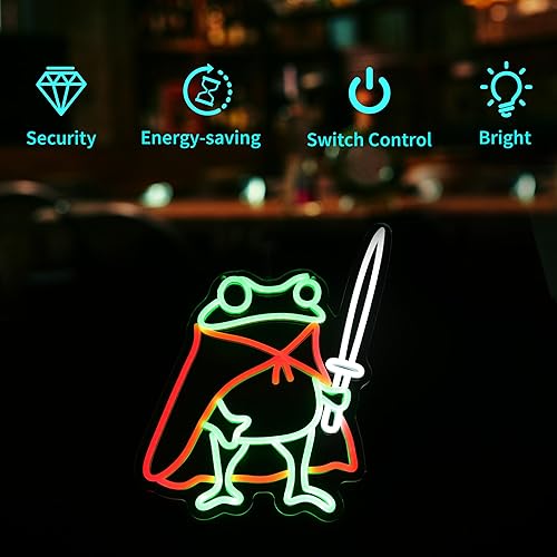 Miniatura 6 de Letrero de neón de rana para decoración de pared, letrero LED de neón verde y rojo para hombre, sala de cueva, hogar, fiesta, cumpleaños, bar,