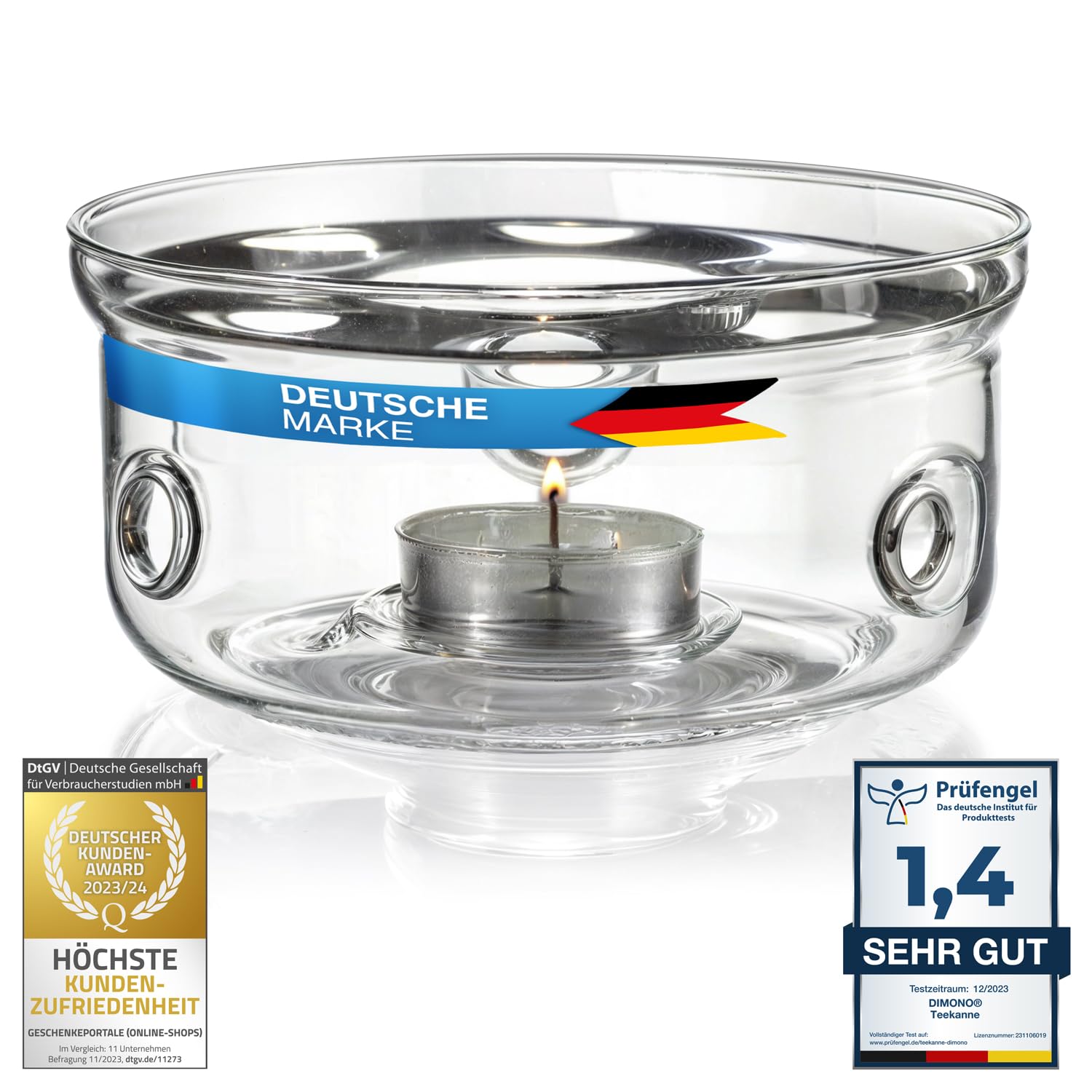 Réchaud à Thé Dimono En Verre Borosilicate - Chauffe-Théière Élégant Pour Cérémonie Parfaite