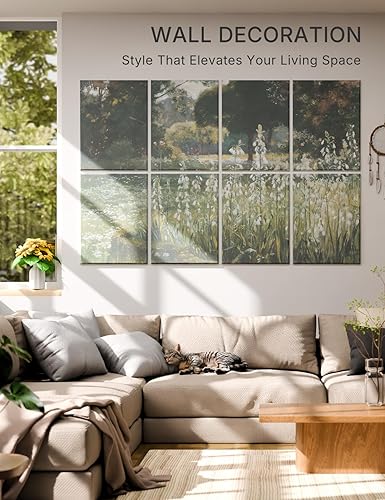 Vista 3 de Paneles acústicos de arte para pared, paneles de pared insonorizados de 47 x 31 pulgadas, paquete de 8 con 50 pestañas adhesivas extraíbles seguras