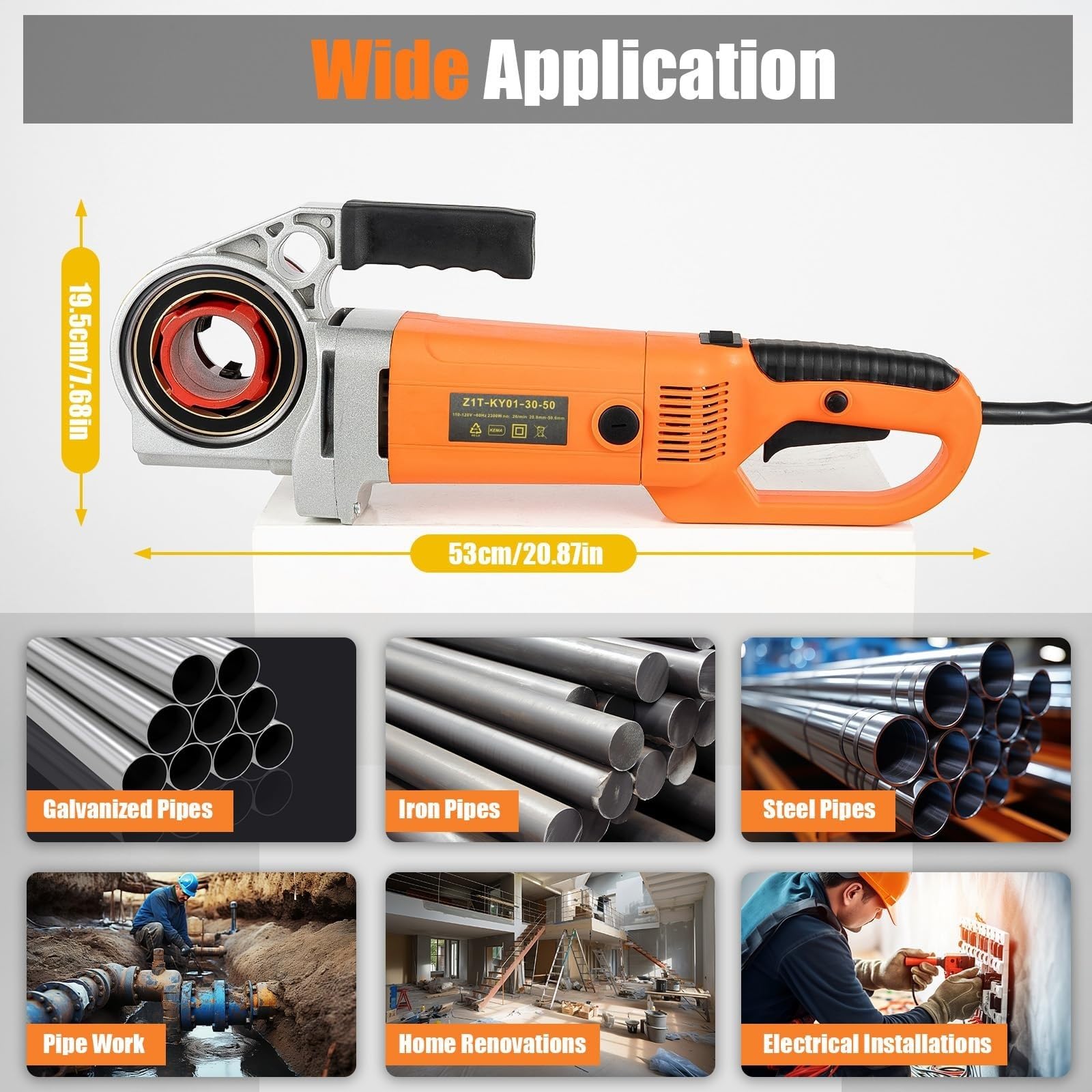 Infilatrice elettrica per tubi, 2300 W, portatile, con 6 matrici (1/2-2 pollici), motore in rame, resistente per impianti idraulici, include custodia per il trasporto