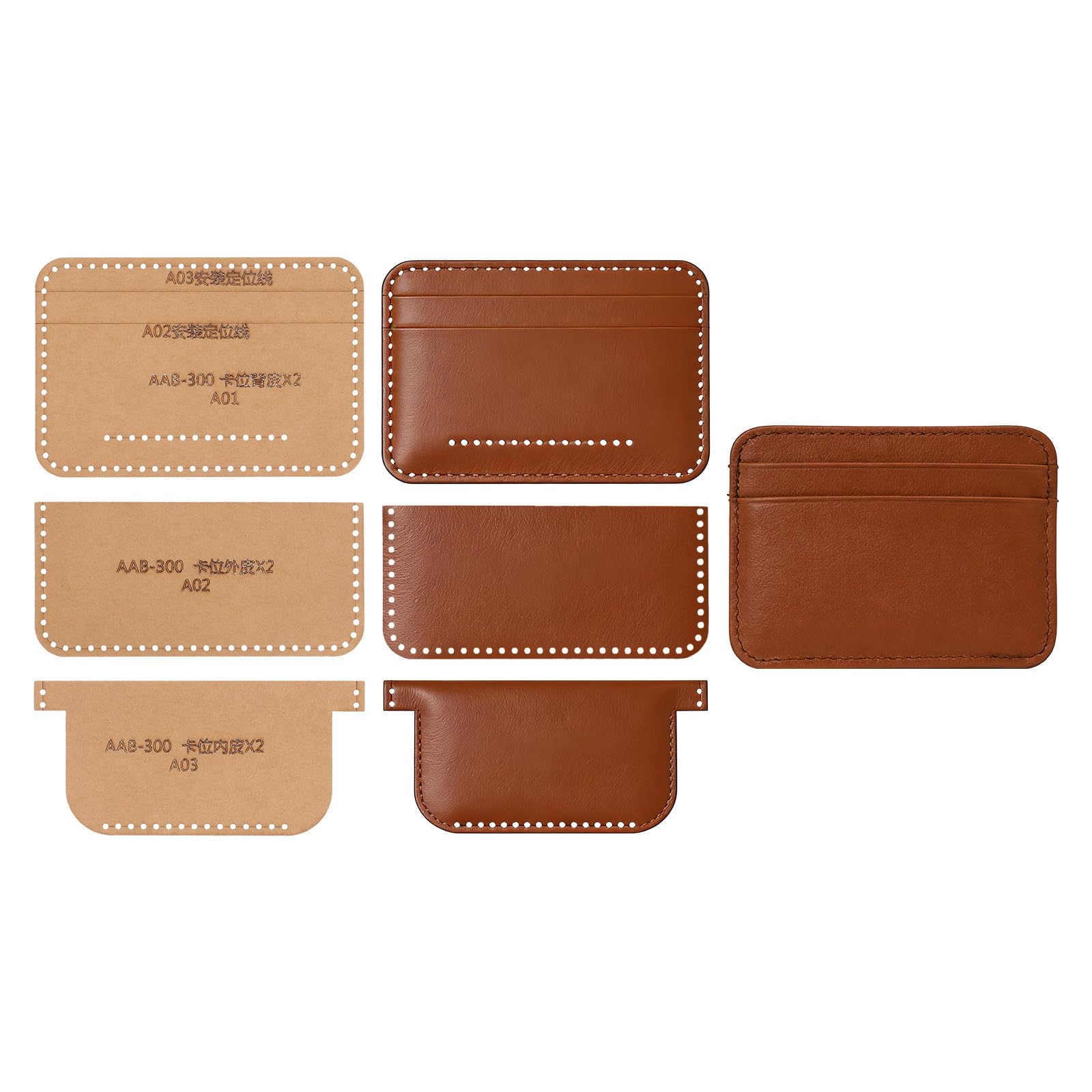 jojofuny DIY Leather Wallet Templates Set, Multifunctional Acrylic Stencil Patterns for Card Holder and Coin Wallet Making, Craft Sewing Accessories for Handmade Leather Goods