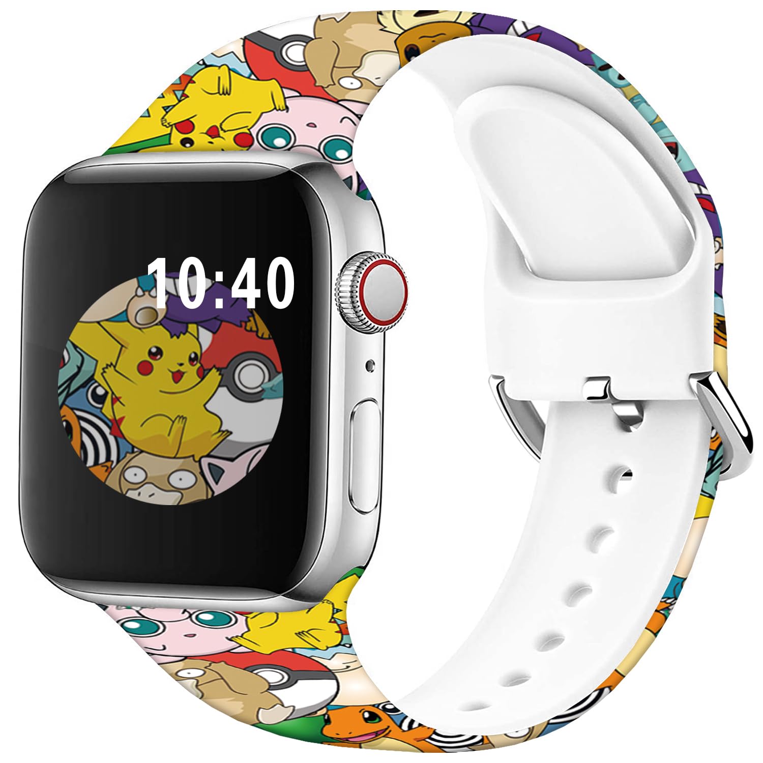 Hepsun Compatible with Apple Watch Band Pikacu Dinosaur 42mm 44mm 45mm/Ultra 49mm,Soft Silicone Magic Fancy Strap Compatible with iWatch Series SE 9 8 7 6 5 4 3 2 1 Kids Men Women