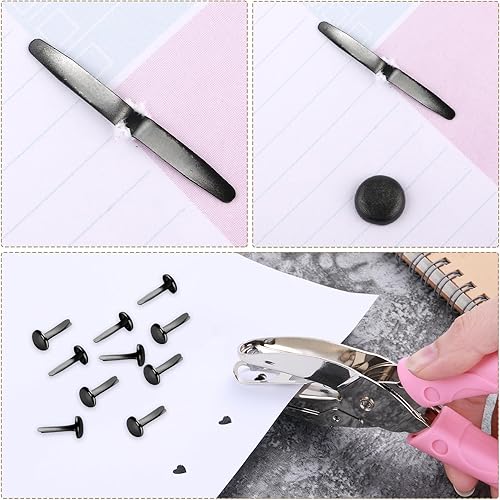 Miniatura 3 de 100 piezas de sujetadores de papel de latón, sujetadores redondos, mini clavos de metal para niños, manualidades, manualidades, proyecto escolar