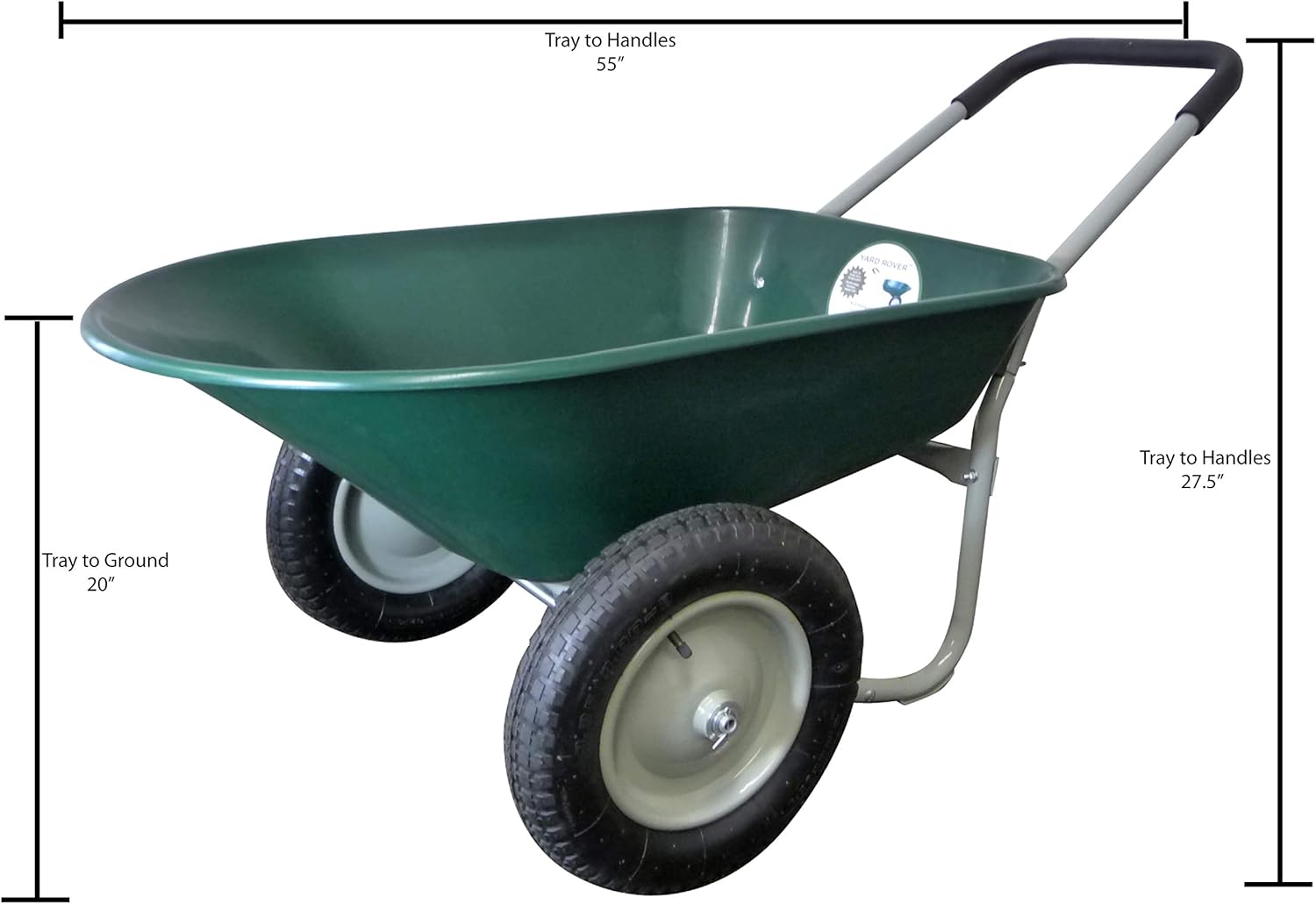 Marathon Dual-Wheel Residential Yard Rover Wheelbarrow and Yard Cart - Green : Everything Else