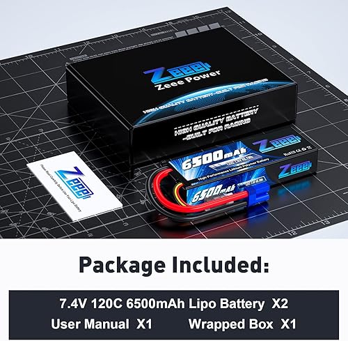 Miniatura 6 de Zeee 2S Lipo Battery 6500mAh 7.4V 120C Estuche rígido Batería de coche RC con conector EC5 para vehículos RC Truck Tank Truggy Boat Racing Hobby