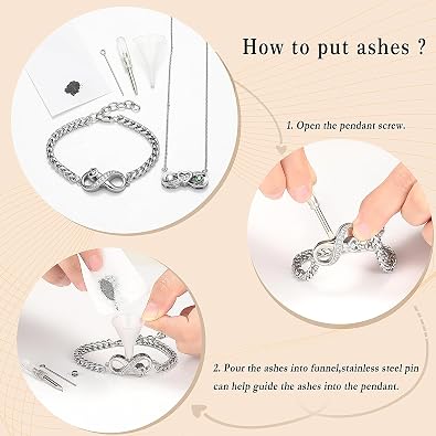 Minicremation Infinity Love Heart Bracelet & Necklace 2 Piece Set Cremation Urn Necklace for Ashes Birthstone Anniversary Valentine's Jewelry Gift for Women Gilrs