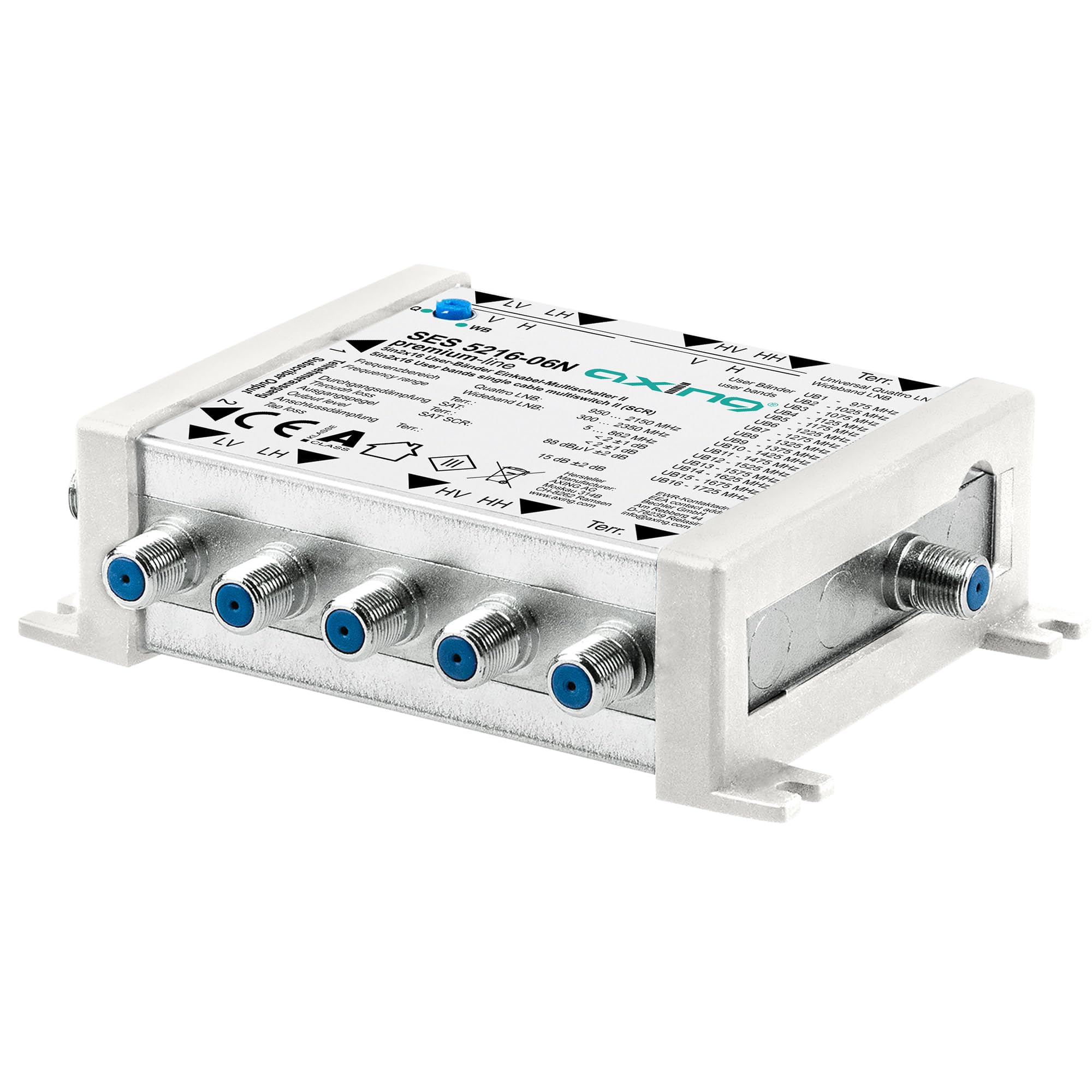 Axing SES 5216-06N SAT multiprzełącznik jednodowy 5 w 2 × 16 uczestników SatCR Unicable