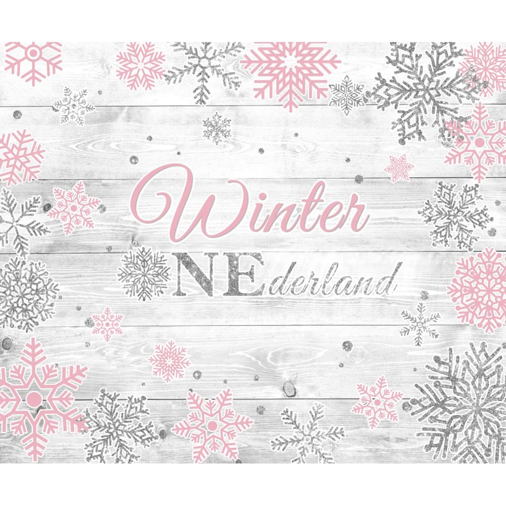 Avezano Winter Wonderland Fotohintergrund – 2,1 X 1,5 M, Rosa/silber, Für 1. Geburtstag & Winterpartys