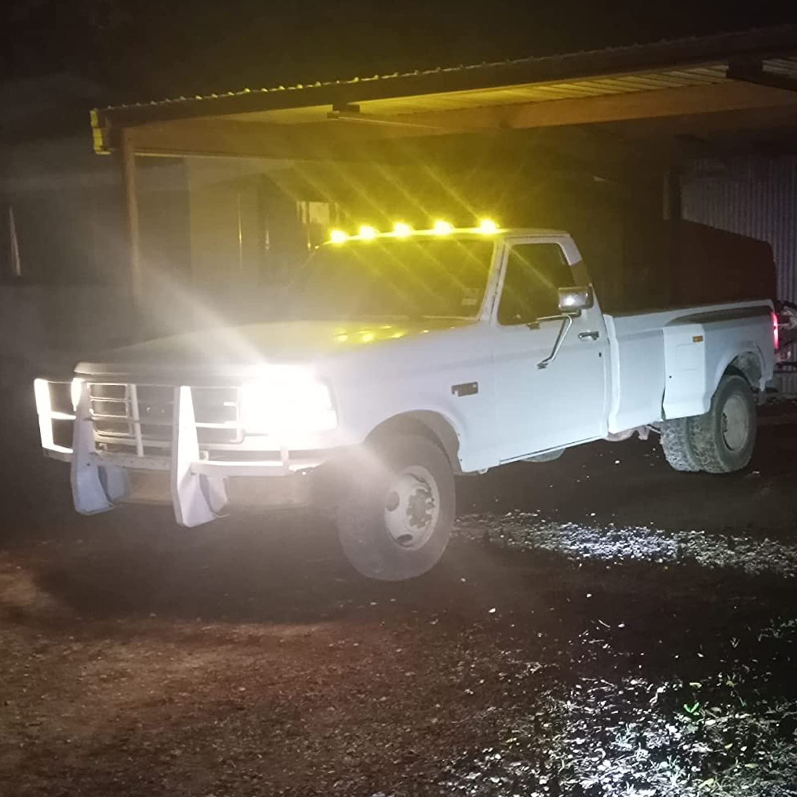 SUDLTKISS 5 PCS Roof Running Black Lights, Cab Roof Marker Lights with 5X T10 Amber LED Bulbs Compatible with Ford F150 F250 F350 1973-1997 Super Duty Pickup Trucks (Black Lens with Amber LED)