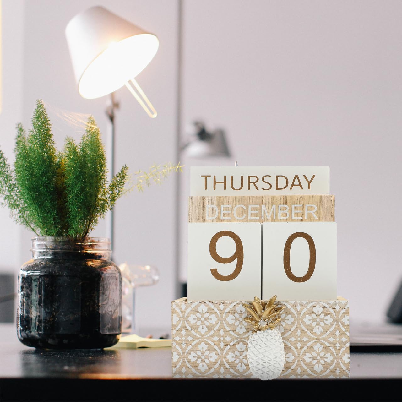 STOBOK Wooden Perpetual Calendar Block Desk Calendar Day Date Month Display Artistic Craftsmanship Unique Office and Home - Image 3