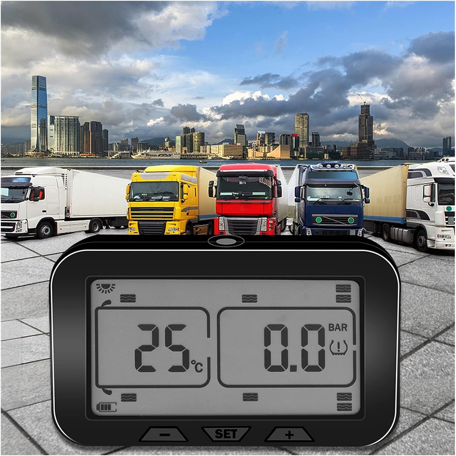 System monitorowania ciśnienia w oponach wyświetlacz LCD ciężarówka autobus ciężarówka ciężarówka solarna TPMS. Monitor ciśnienia w oponach 0-12 bar z 8 zewnętrznymi czujnikami system monitorowania ciśnienia w oponach