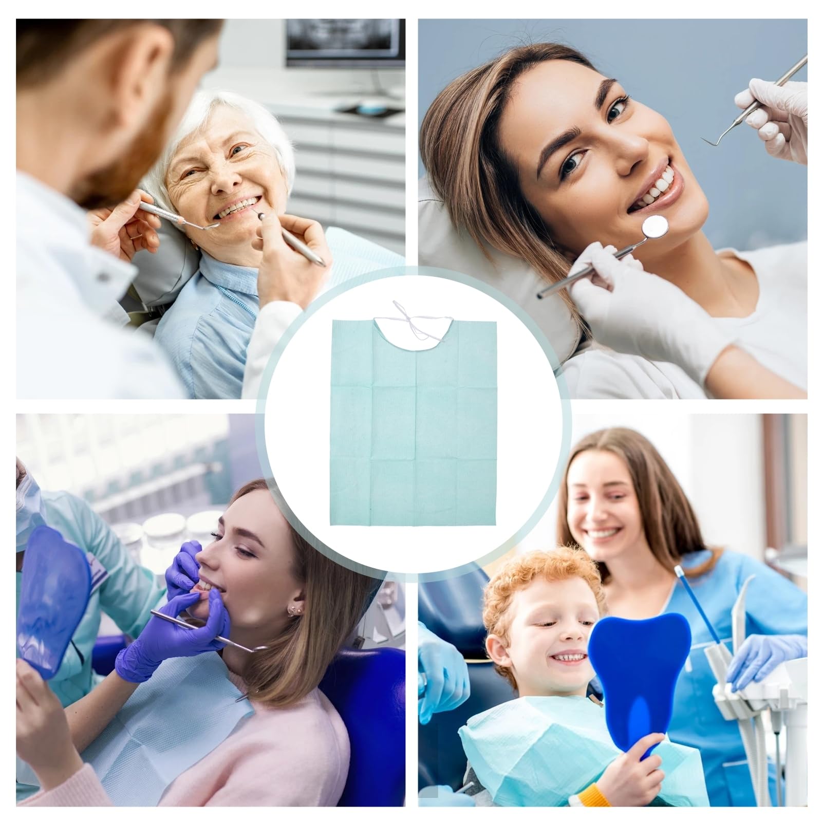30 Stück Einweg Zahnarzt Lätzchen Aus Holzzellstoffpapier Und Kunststofffolie Wasserdicht Und Absorbierend Ideal Für Dentalanwendungen Himmelblau
