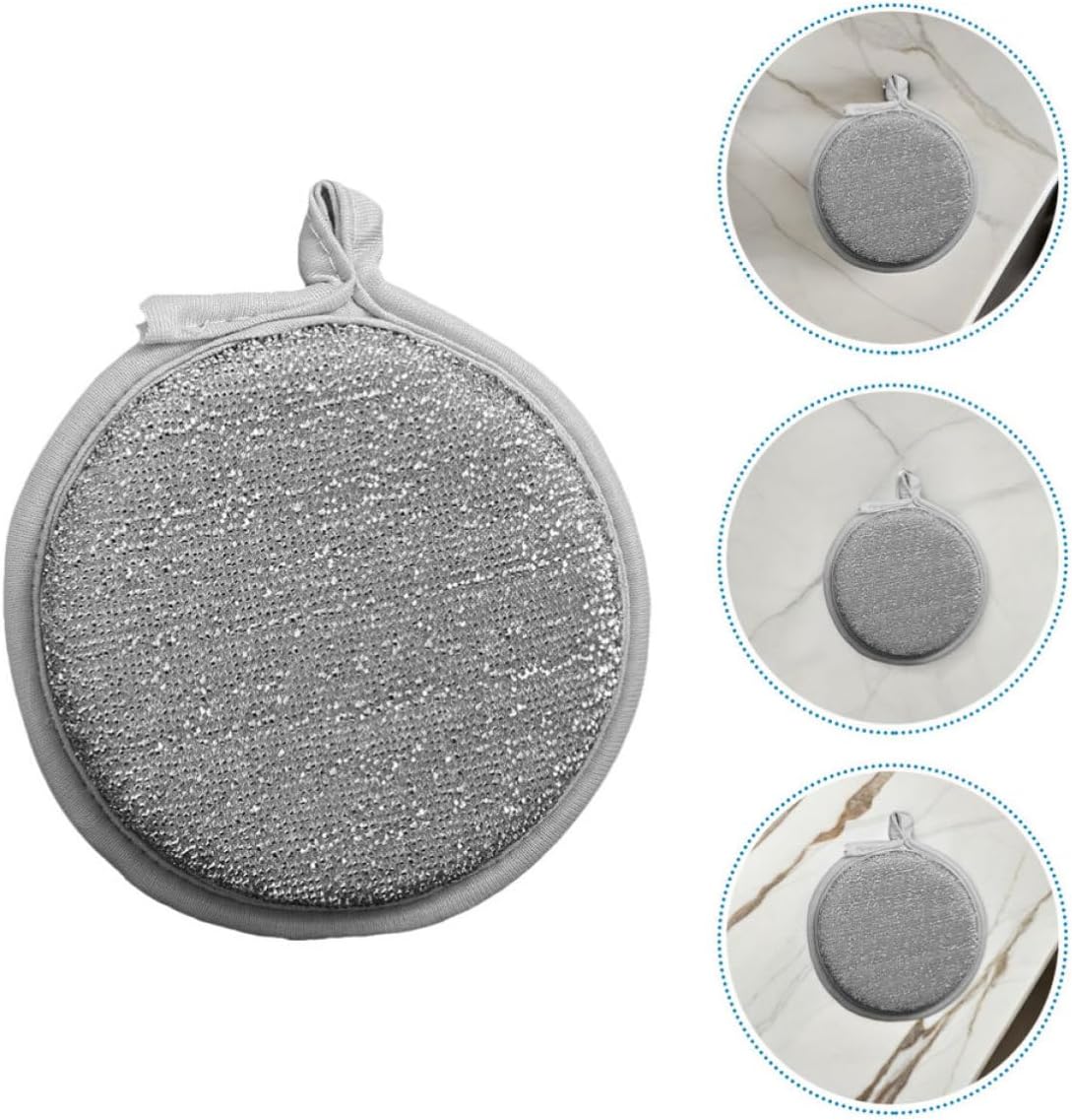 20pcs Silver Dish Scrubber Sponges Dual-Sided Nylon and Sponge Material Reusable with Strong Durability for Dishwashing and Cleaning Furniture