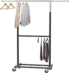 Simple Houseware Double Rod Garment Rack Black