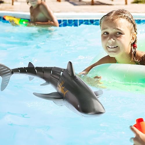 Miniatura 7 de Juguetes de piscina de tiburón con control remoto  24G escala 116 de alta simulación batería recargable RC juguete de tiburón de agua piscina regalo