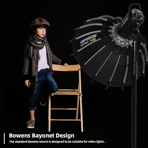 Miniatura 6 de LAPGOOD Plato de belleza Softbox de 31.5 pulgadas con rejilla y diseño de doble paño suave, difusor de montaje Bowens para luces de flash y video,