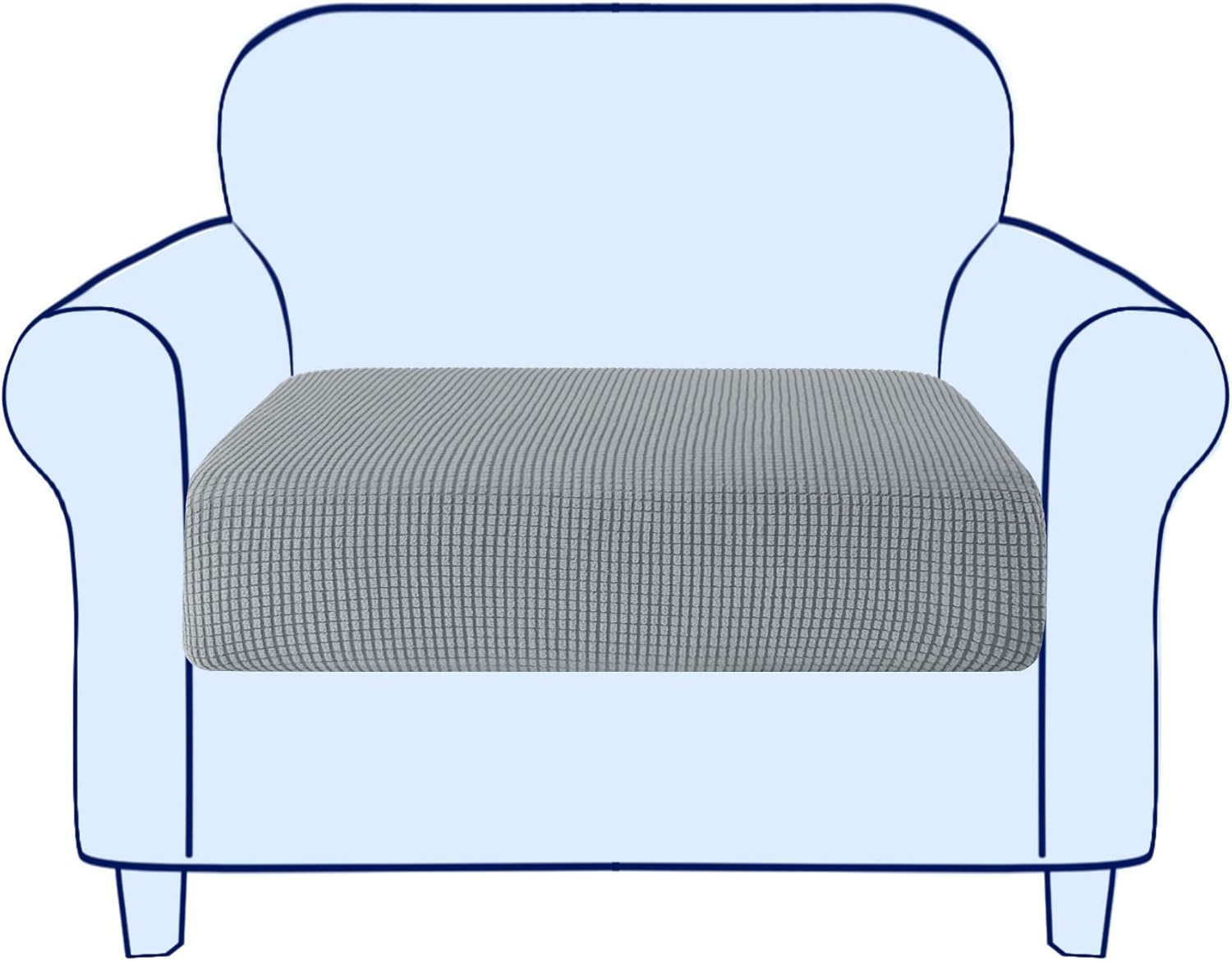 SUBRTEX 1 Piece Cushion Cover Bundles 3 Piece Armchair Cover Stretch Couch Slipcover with Separate Backrest Covers and Cushion Covers Slipcover Sets for Living Room（Cushion+Armchair,Light Gray）