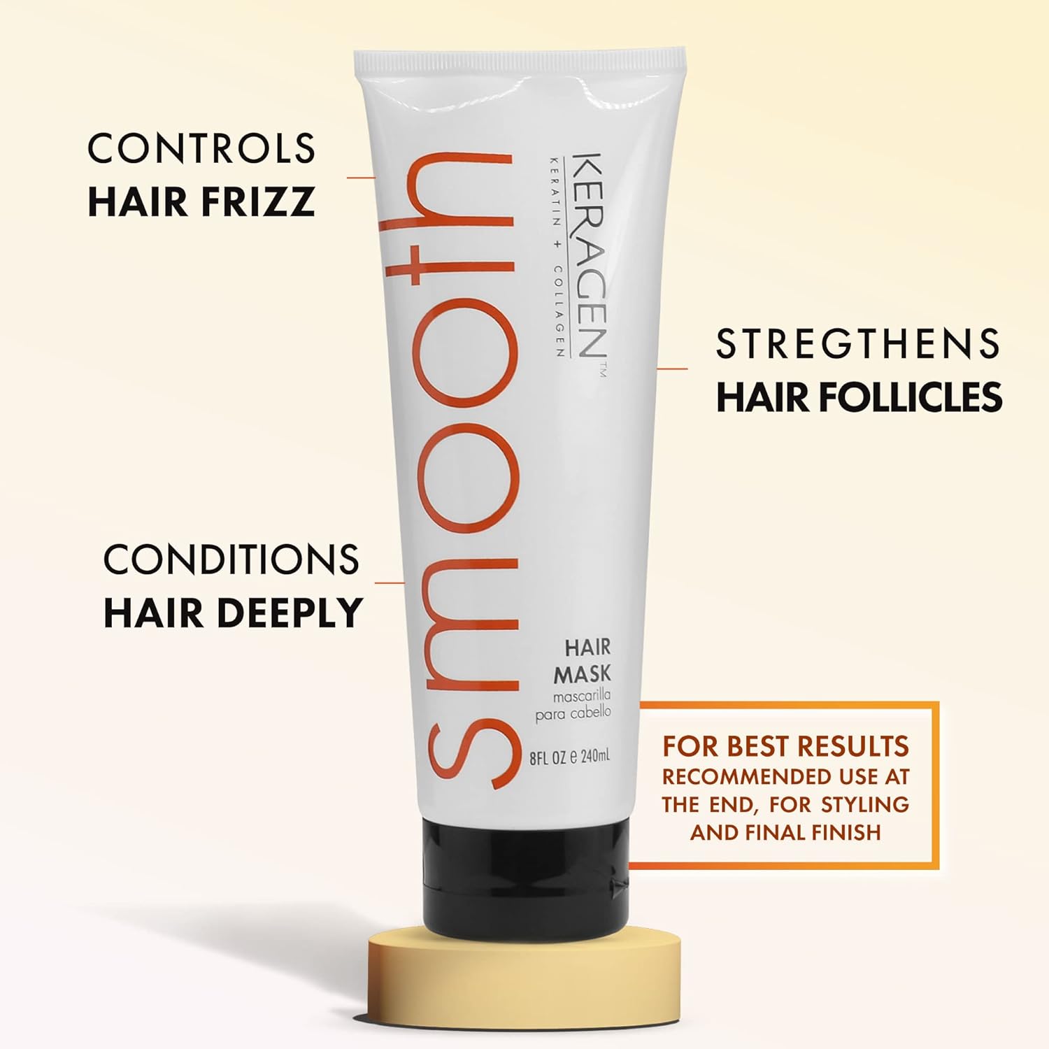 Keragen - Mask for Dry Damaged Hair, 8 Oz - Deep Moisturizing Conditioning Treatment, Repairs and Restore, Frizz-Free Infused with Keratin, Panthenol, Collagen, Jojoba Oil - Image 3