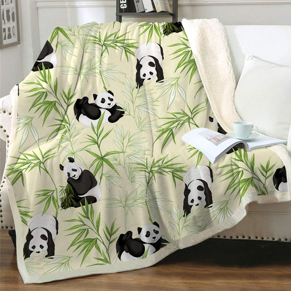 Green Panda Blanket Panda Gifts for Girls Super Soft Fuzzy Bamboo Pandas Stuffed Animal Throw Blanket Cute Blanket for Girls and Women (Green Panda, 50 x 60 Inch)