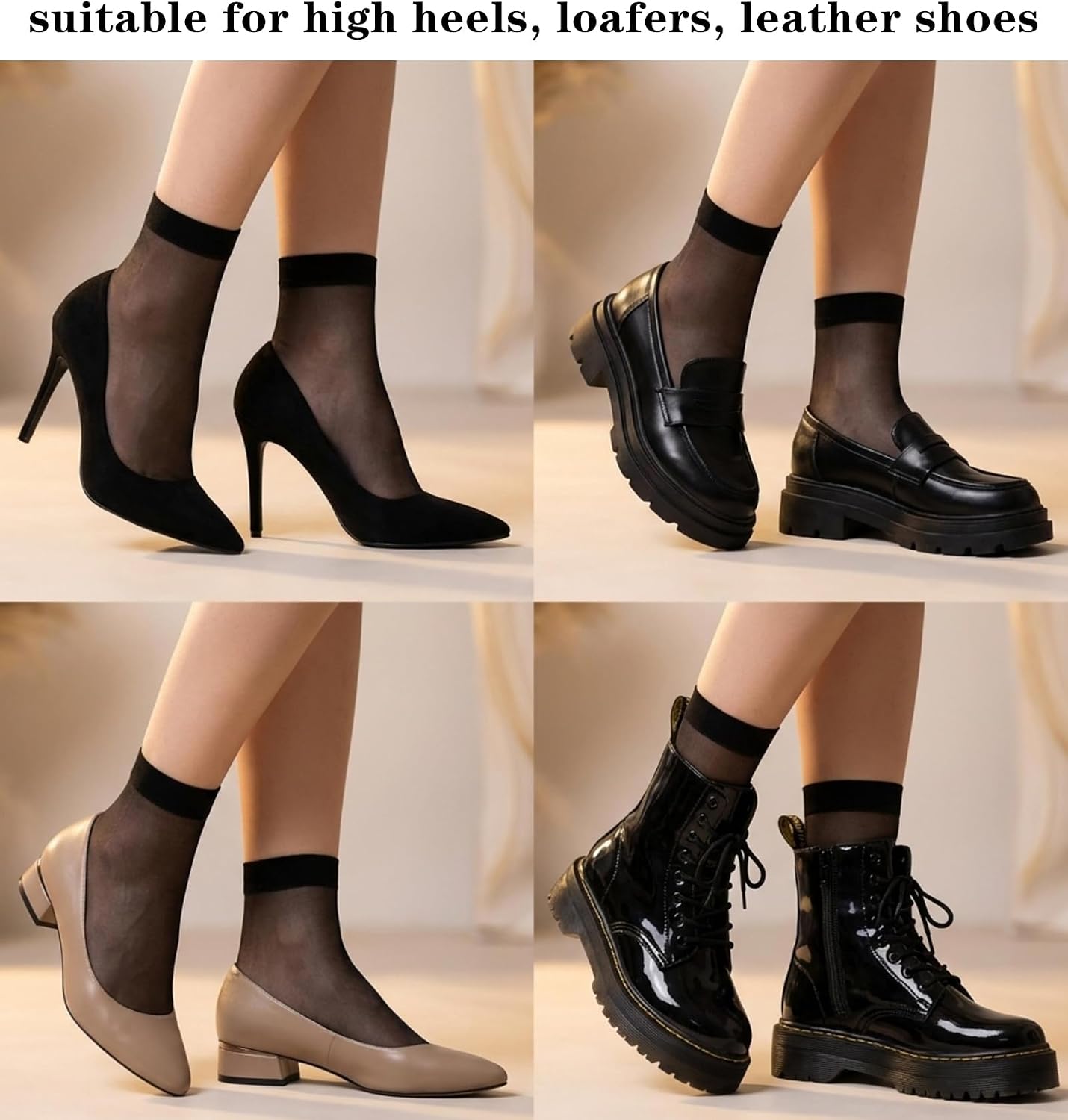 10 Pairs Sheer Black Socks, Black Sheer Socks Women | 10.83 X 3 Inches, Black Sheer Ankle Socks Women, Polyester, Breathable, for Women and Girls