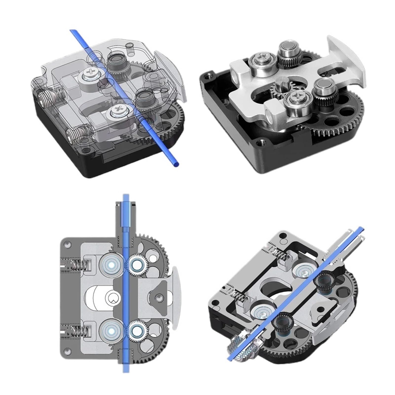 Extruder-Upgrade, wärmebehandeltes Metallzahnrad-Set, 3D-Druckerteil(F1-BLACK-SET)