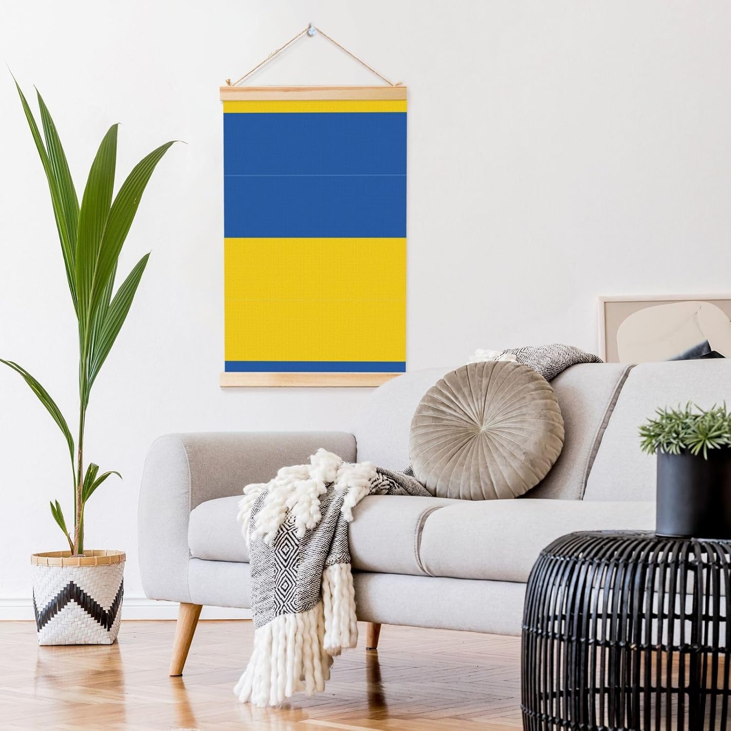 Flag Of Ukraine Print Poster Hanger,Hanging Poster, Poster Frame,Wood Poster Hanger, For Wall Hanging