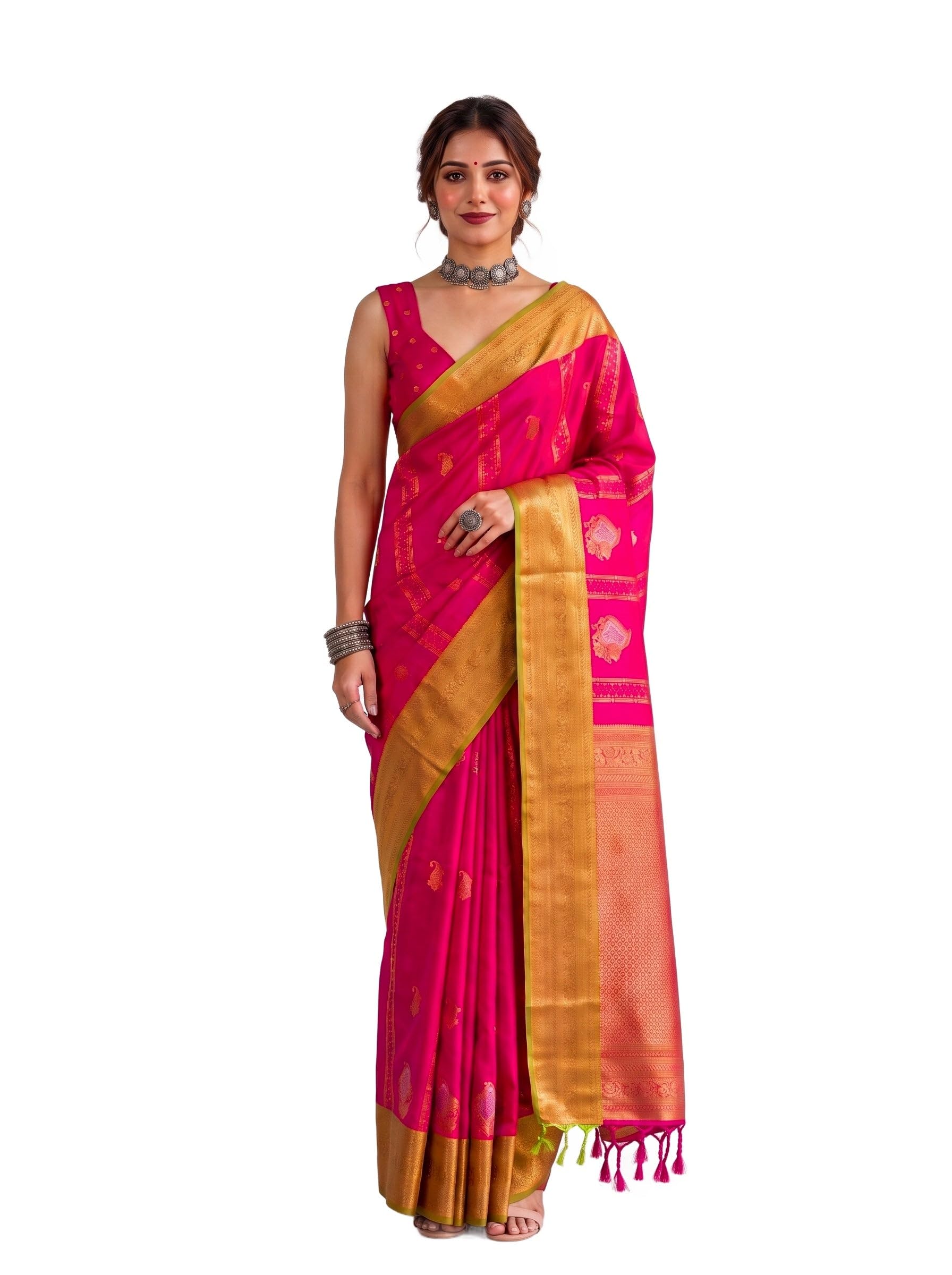 Women's Rani Art Silk Kanjivaram Saree (Unstitched Blouse) | Zari Woven | 6.2 Mtrs-image-40