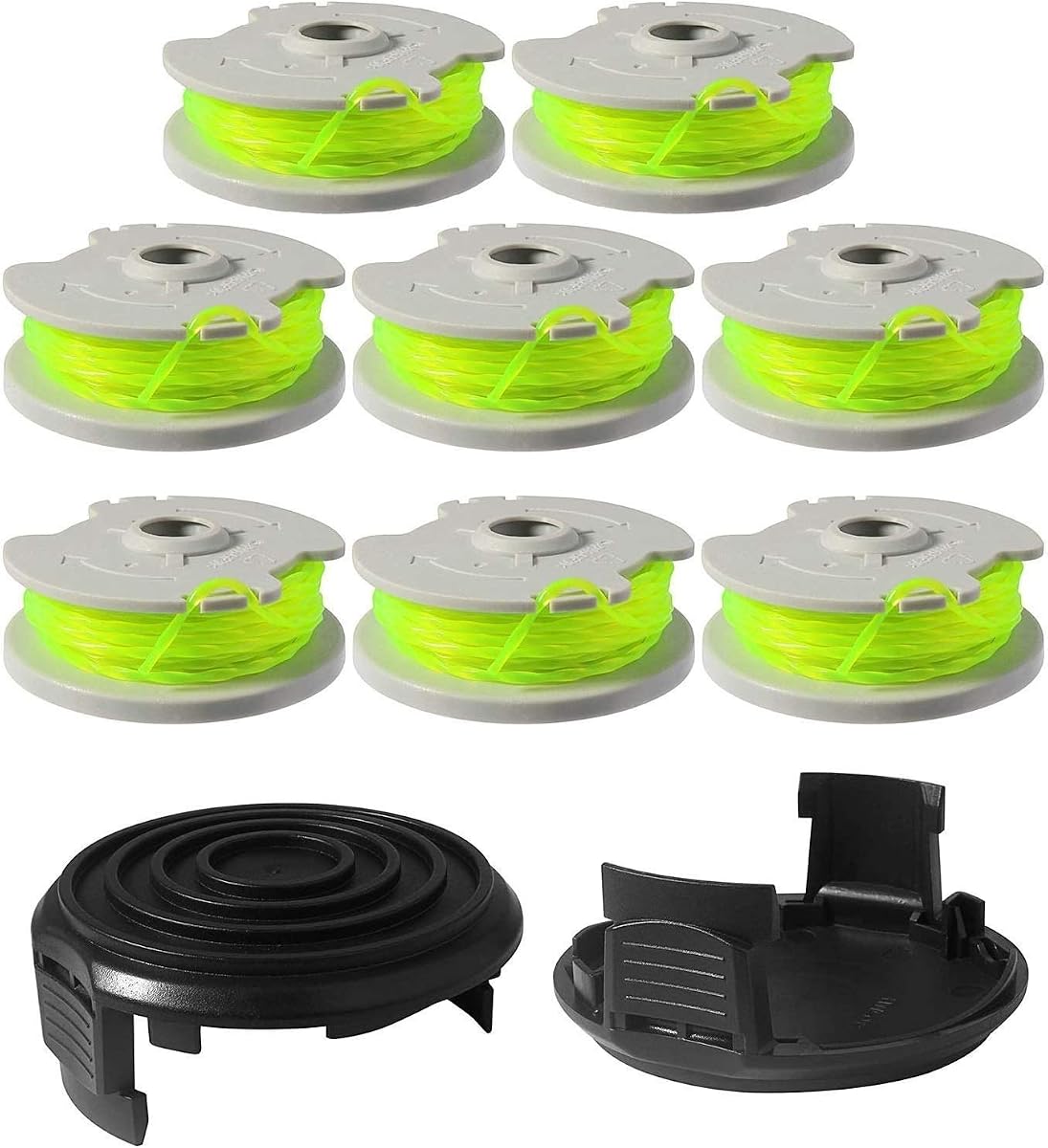 WA0014 Trimmer Line Replacement Spools for Worx WA0014 Grass Trimmer ,Weed Eater String Edger Spool Line Refills Parts-WG168 WG184 WG190 WG191 Auto-Feed 20ft 0.080" with WA0037 Cap Covers 8 Pack