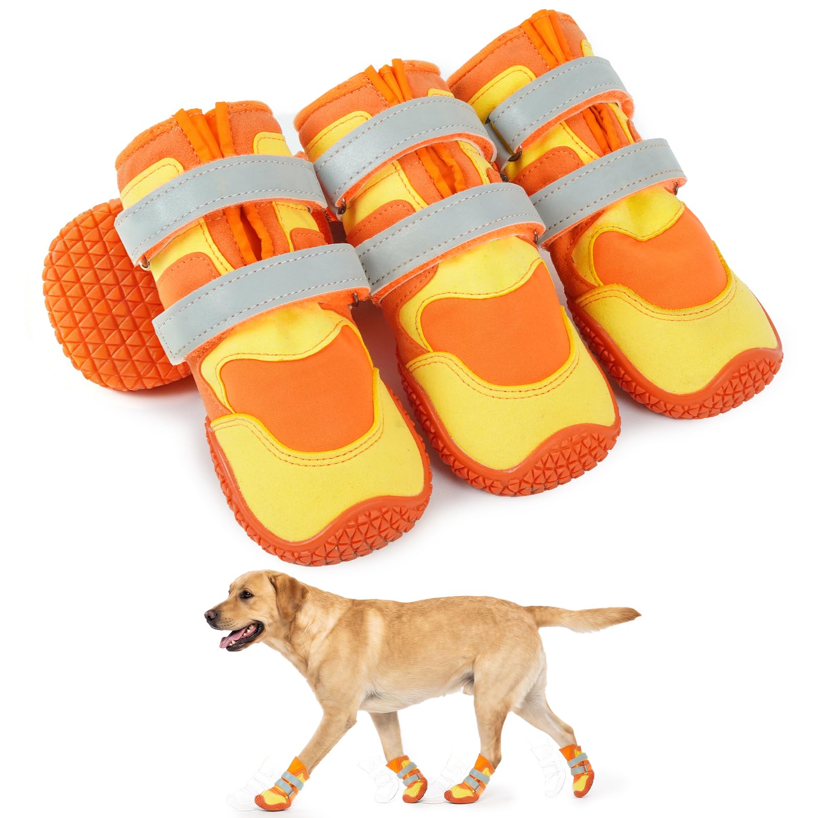 LeLePet 4 Pcs Dog Boots Paw Protector, Anti-Slip Shoes for Injured Paws