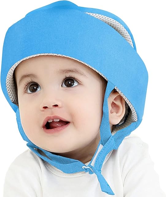 Toddler Protective Helmet, IULONEE Adjustable Headguard Infant Crawling Protection Cap Playing Babies Walking Helmet (Blue)