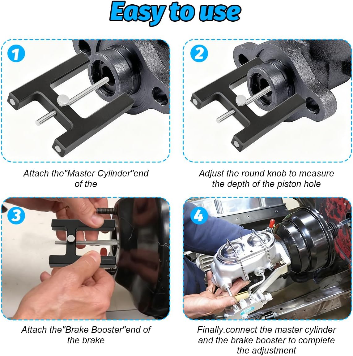 Car Brake Adjustment Tool, Adjustable Vehicle Brake Push Rod Booster with Master Cylinder Pins, Auto Braking Distance Adjustment Tools Accessories, Universal for Truck ATV RV