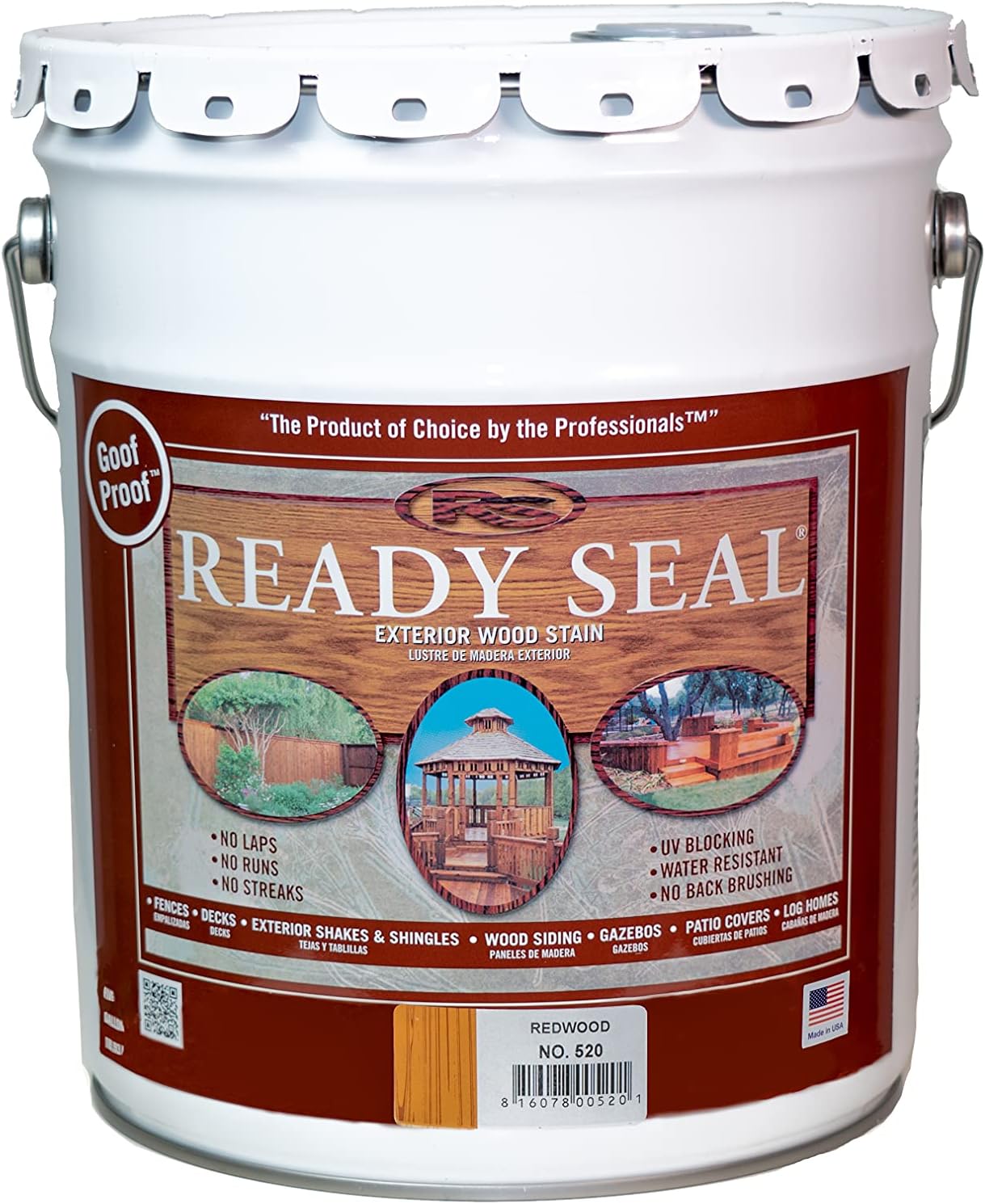 Ready Seal 520 Exterior Stain and Sealer for Wood, 5 Gallon, Redwood