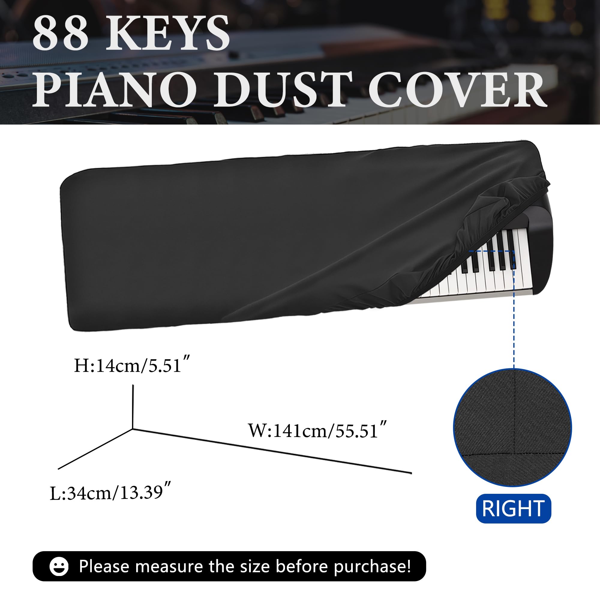 Musiin 88 Keys Keyboard Synthesizer Dust Cover,Compatible with Roland V-Stage 88,FANTOM-08,KORG SV-2 88,SV-2S 88 - Image 2