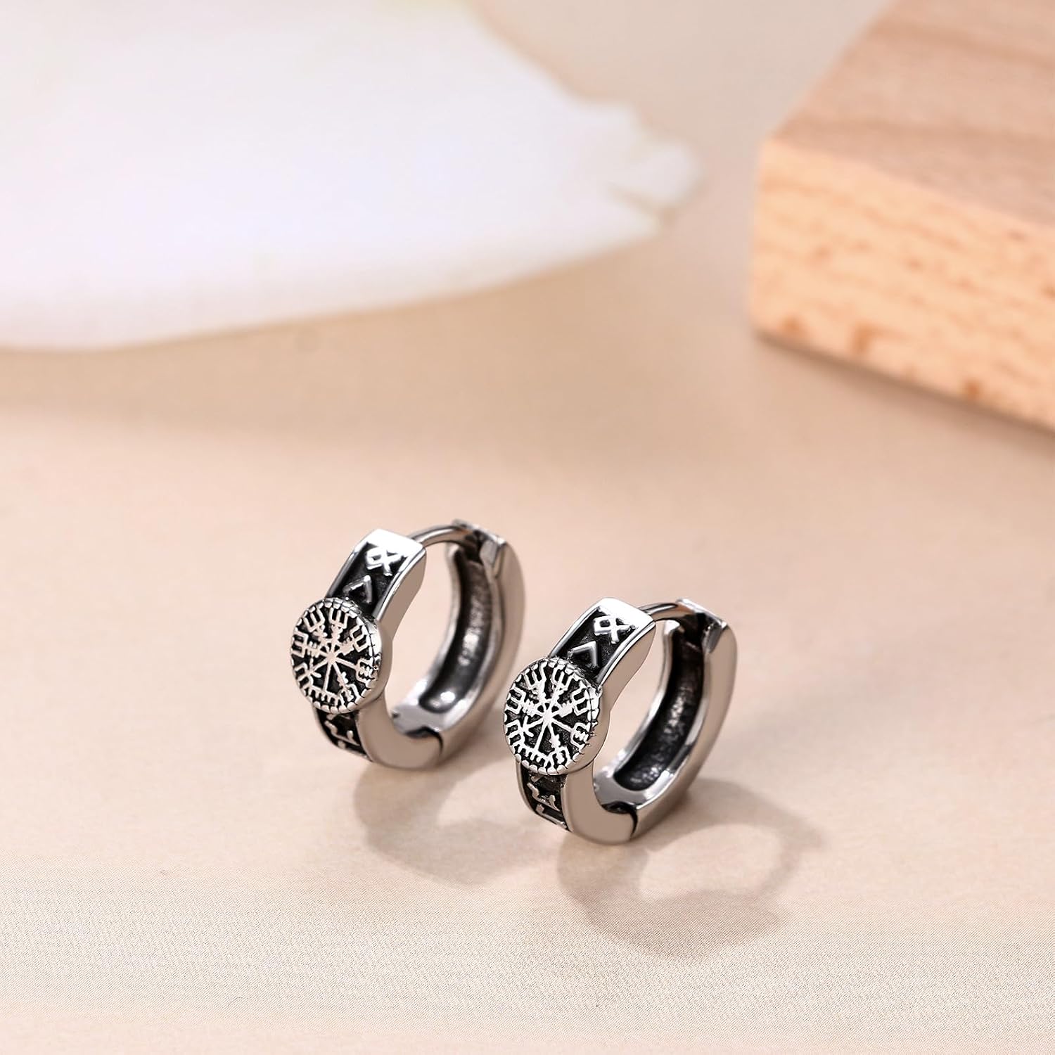 Celtic Knot Hexagon Rhombus Hoops Earrings for Women Men, Stainless Steel Punk Geometric Huggie Earrings Jewelry