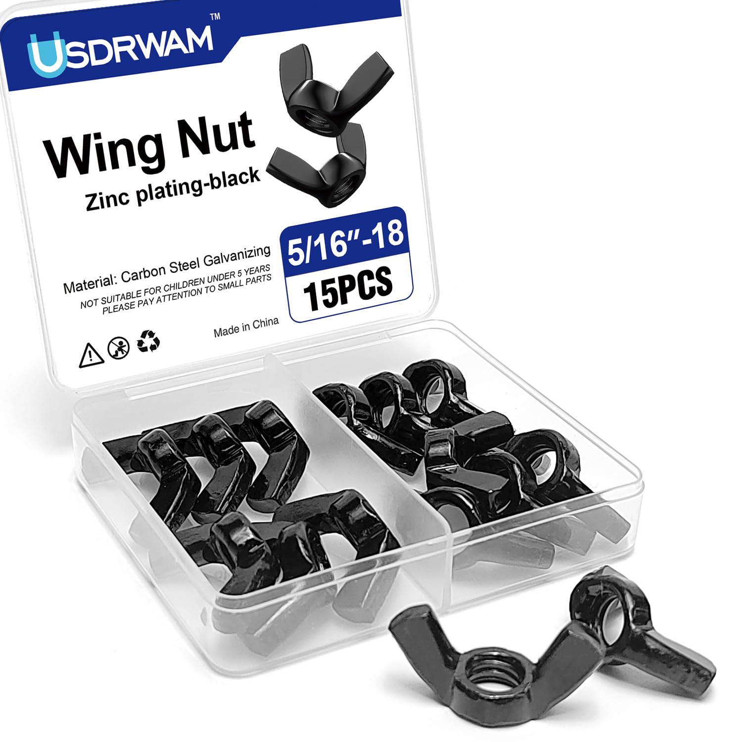 25 Wing Nuts - Black Zinc Plated Steel -7 25 Wing Nuts - Black Zinc Plated Steel -7