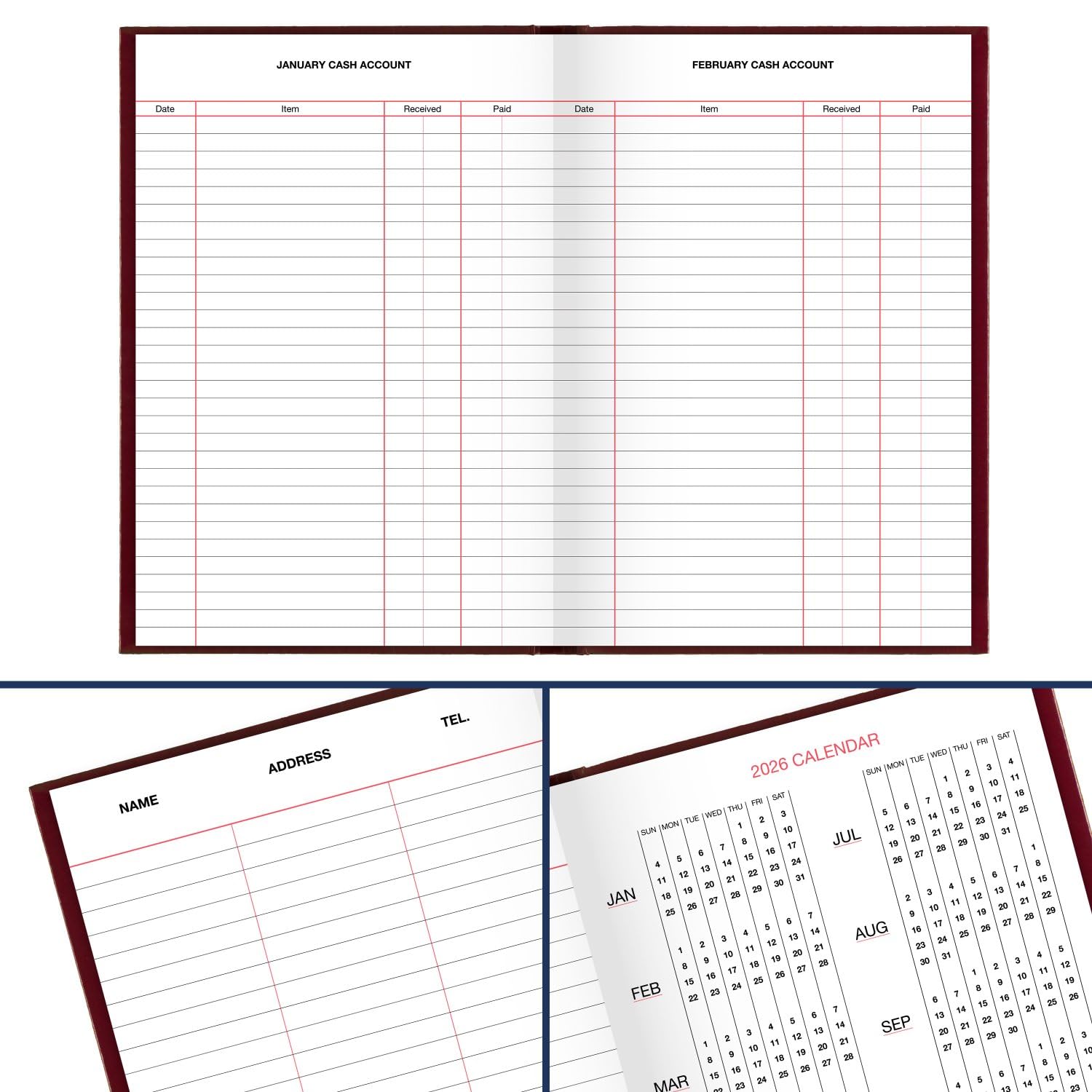 AT-A-GLANCE Agenda 2025, standard, giornaliera, 14 x 20 cm, piccola, copertina rigida, colore rosso (SD3871325)