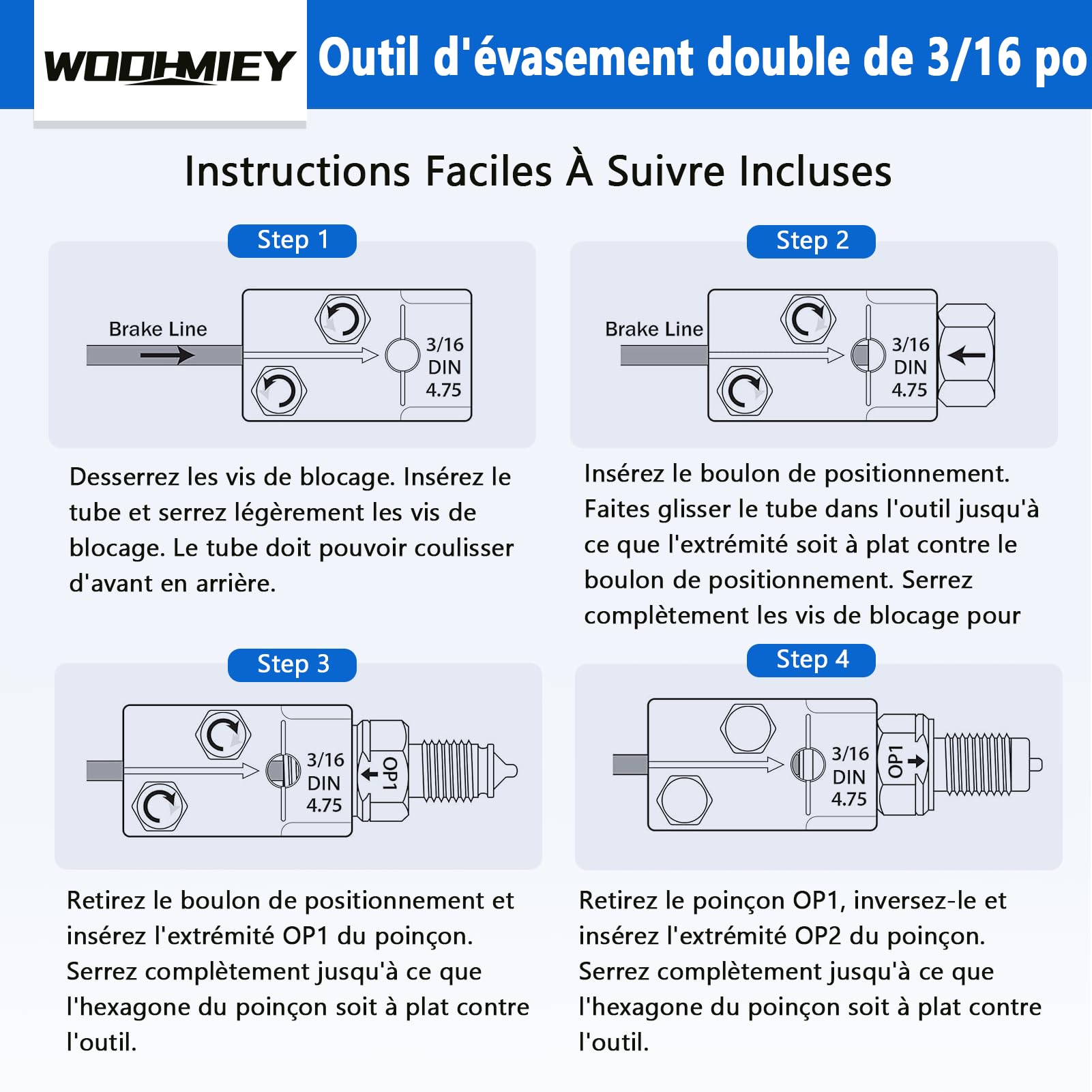 Outil d'extension de Tuyau 3/16", Double Outil d'évasement, Manuel 4,75 mm, Conditionnement d'air, Tubes Automobiles, Design Efficace