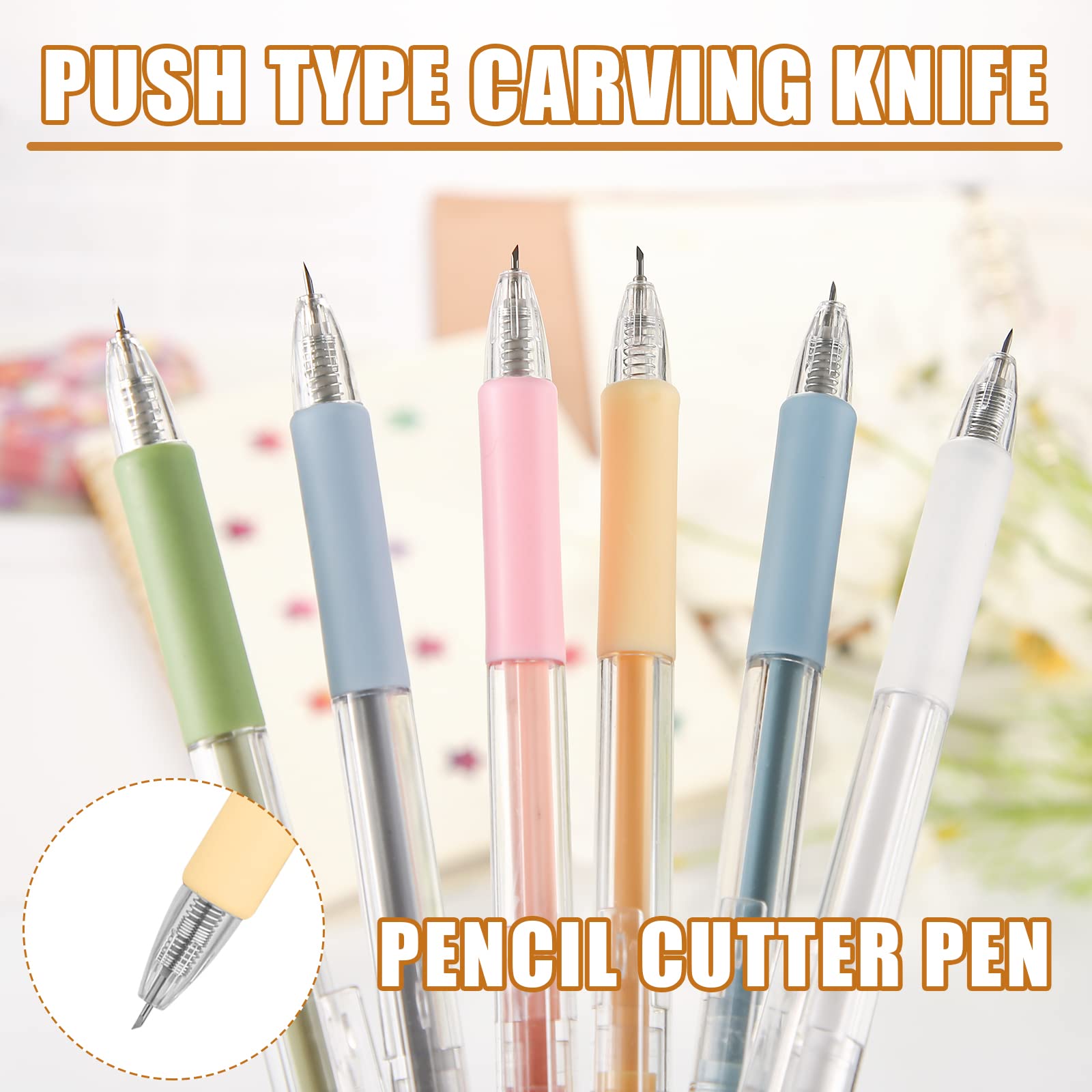 CaiTang Stylo Coupe Papier, 8pcs Étudiant Stylo À Couteau, Cutter Stylo Mini De Bureau Précision Pour Bricolage Art Travail Coupe, Artisanat Couteau Stylo Cutter Scrapbooking, 4 Couleurs