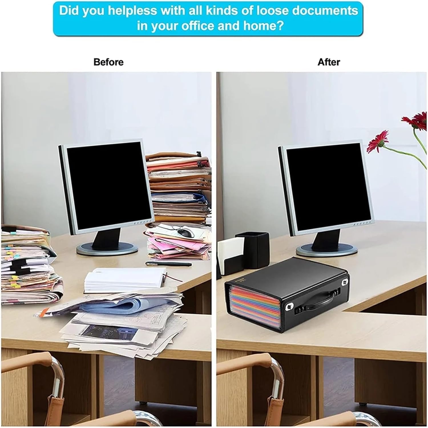 Organizzatore di cartelle espandibili in plastica Organizzatore di file a fisarmonica da 24 tasche, organizzatore di documenti in carta di plastica for ricevute aziendali, ufficio