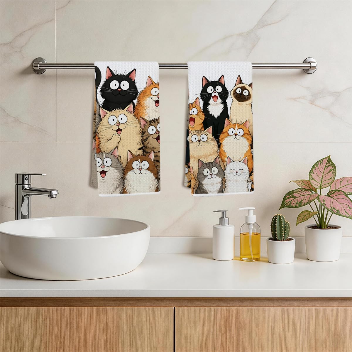 2Pcs Cute Cat Kitchen Towels, Cat Gifts for Women Tea Dish Towel 24x14Inch image 4
