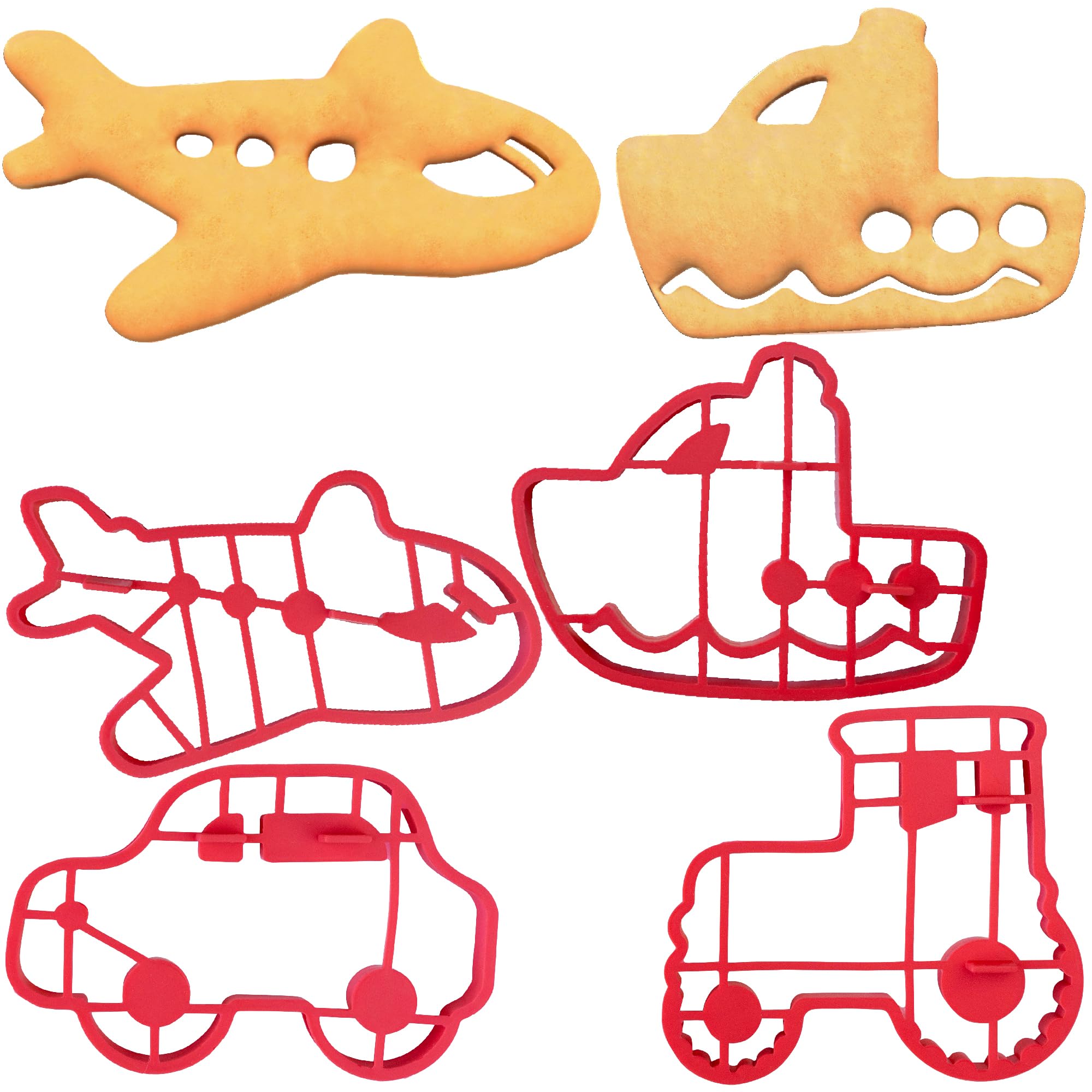 Pancake and Egg Molds- Transportation- 4 Pack, Reusable Silicone Pan Cake Non Stick Shaper Cooking Rings, FDA Food Grade & Dishwasher Safe, Fun Kids Breakfast, Easy to Use Xmas Gift, Stocking Stuffer