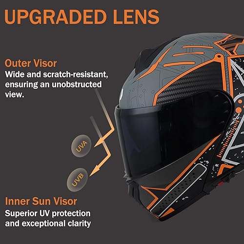 Miniatura 4 de Uchoose Uchoose Modular Motorcycle Helmet Flip Up Full Face, DOT Approved Motorcycle Helmets for Men and Women, Dual Visor with Extra Clear Shield,