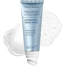 Hyaluronic Acid &amp; Collagen Face Wash &ndash; Dermatologist Tested, Anti-Aging, Korean Skin Care, Hydrates Firms Soothes &ndash; Clean, Vegan, Gentle Facial Cleanser for Dry Sensitive Skin, 200 ML