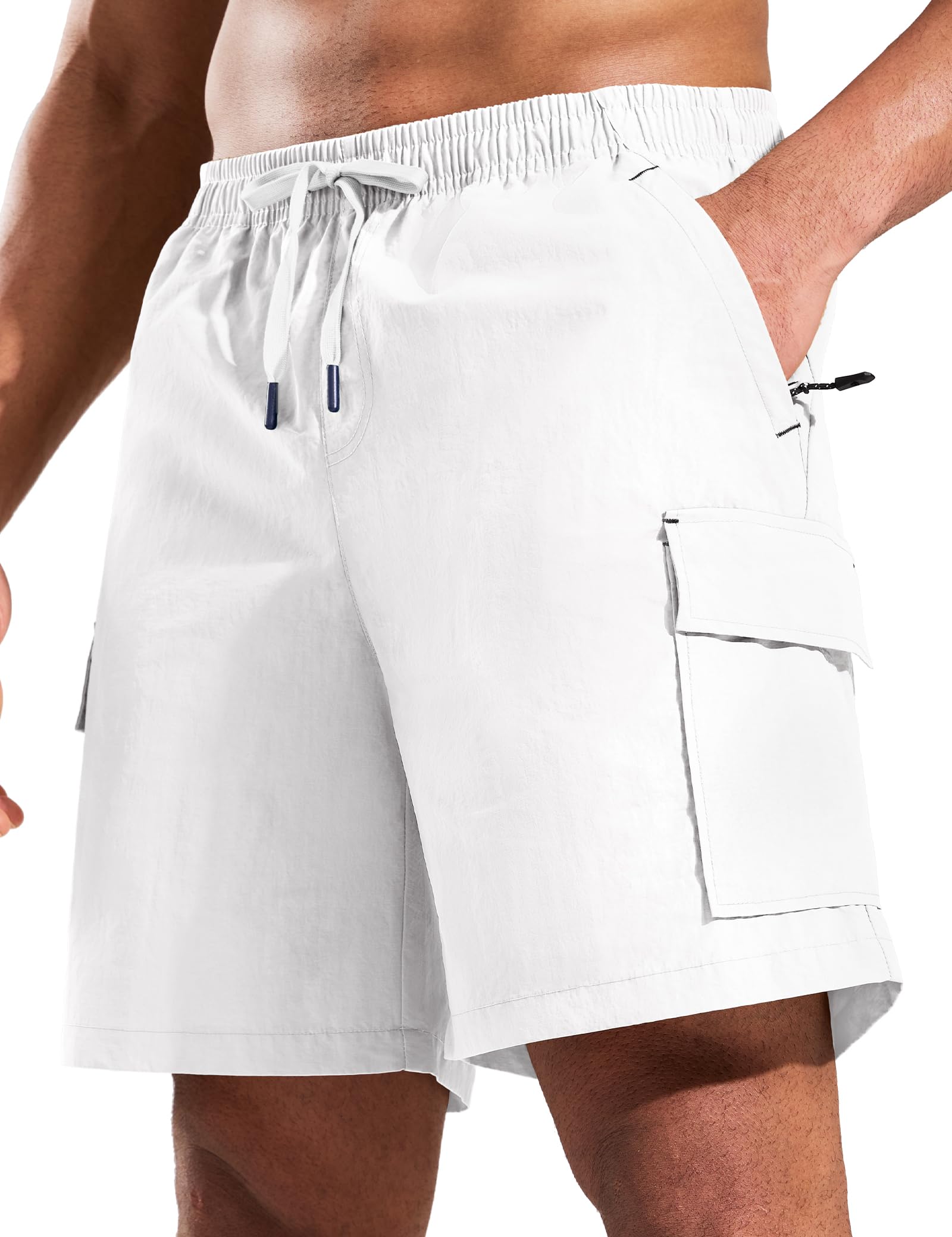 Haimont Men's Hiking Cargo Shorts 7 Inch with Zipper Pockets Quick Dry Lightweight Outdoor Camping Travel, Water Resistant