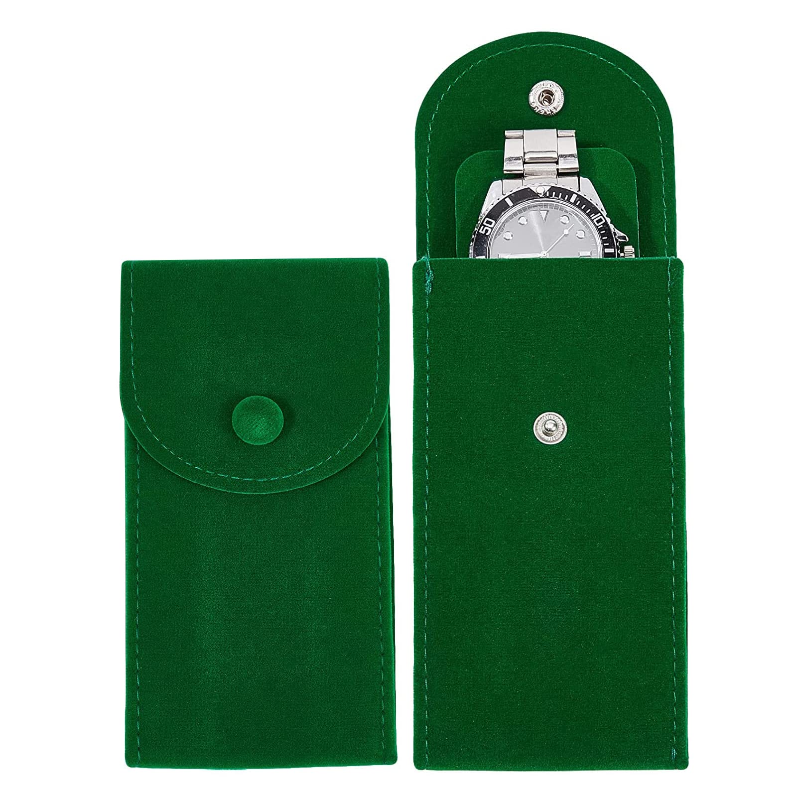 Kiuiom Kiuiom Bolsas Para Guardar Relojes,Funda De Reloj De Franela,Bolsa Para Reloj Portátil,Reloj Portátil Bolsa De Almacenamiento,Organizador Reloj Funda,Compatible Con Todos Los Relojes,1PC,Verde