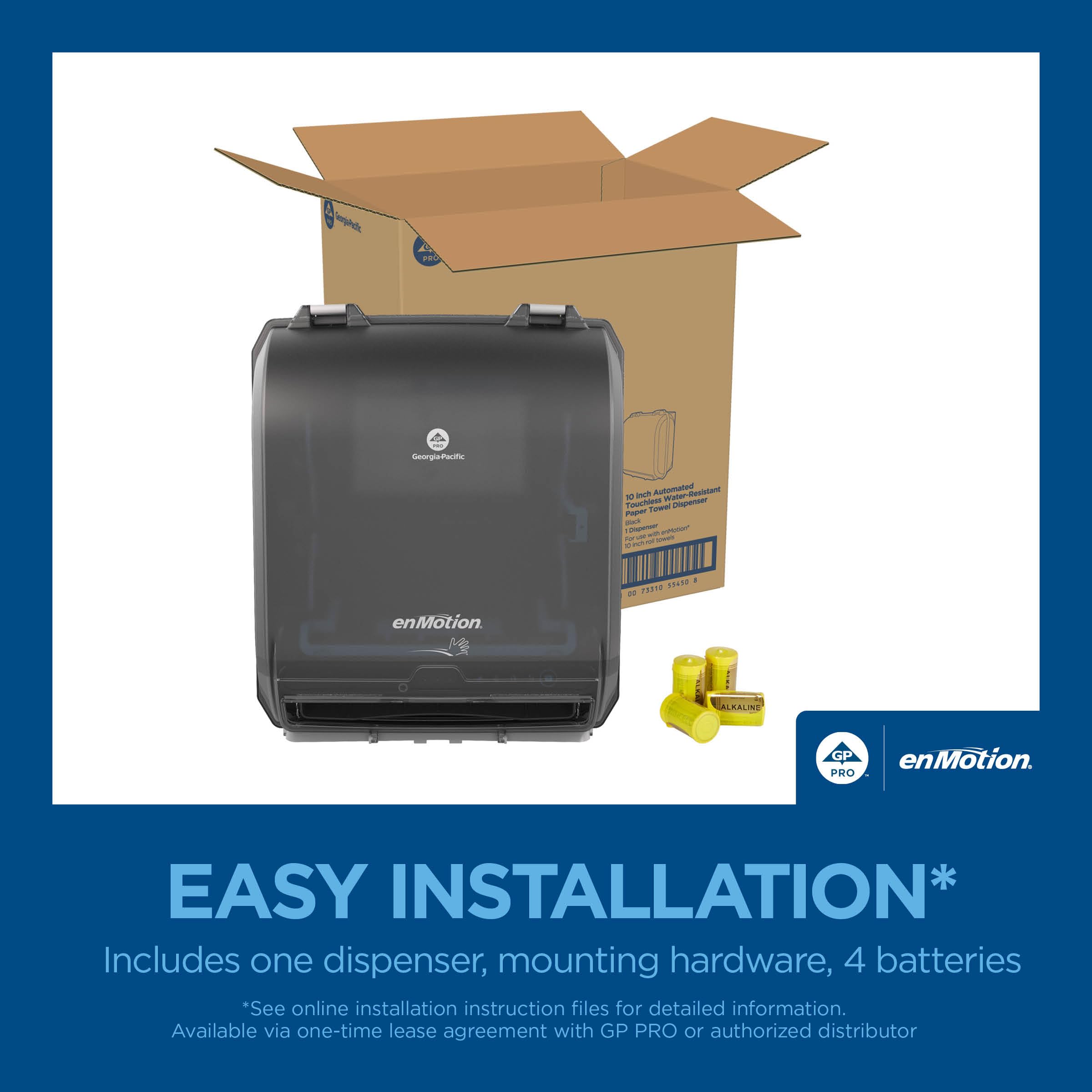 ENMOTION® Dispensador automático de Toallas de Papel sin Contacto de 10 Pulgadas por GP Pro (Georgia-Pacífico), Negro, 1 dispensador