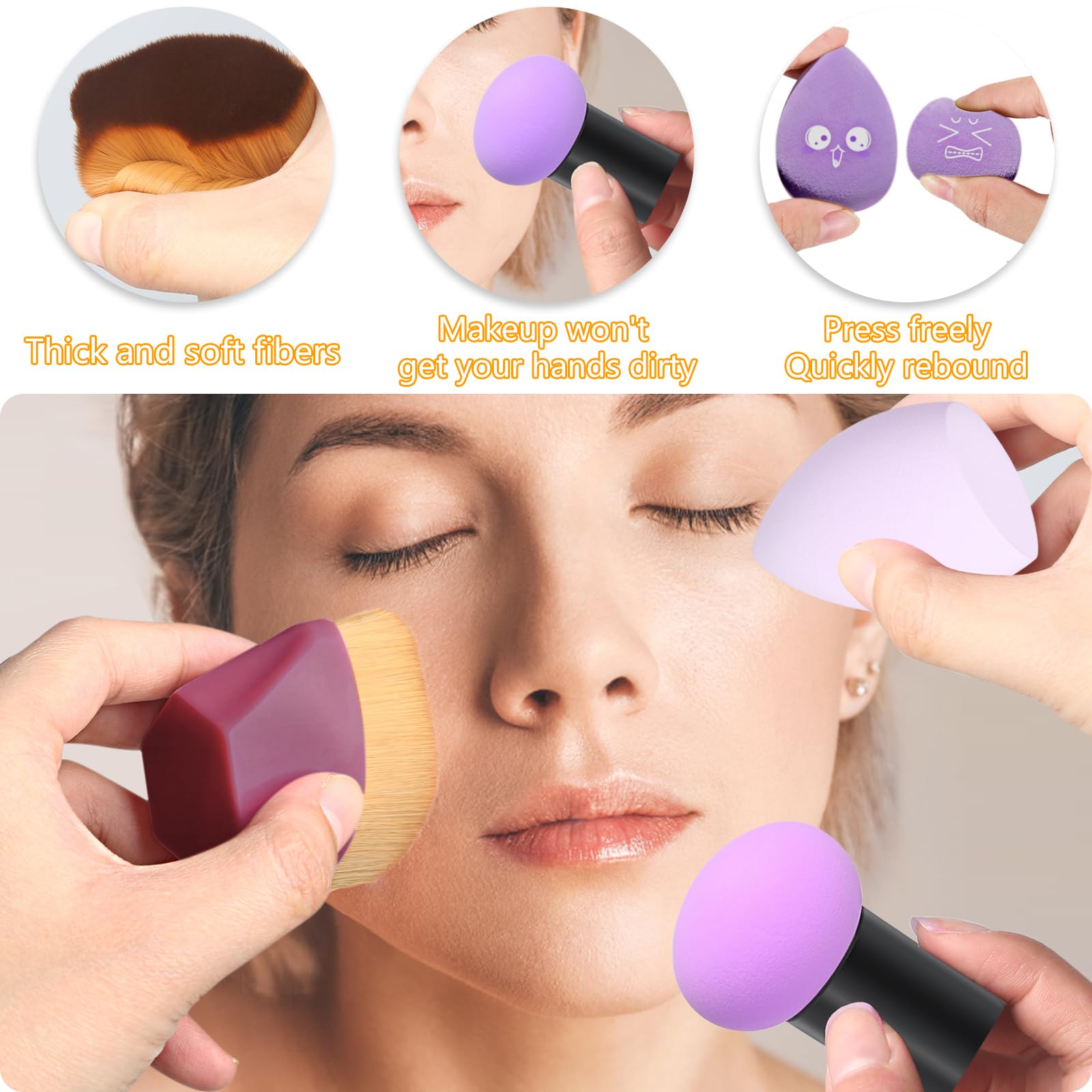SruidyLady 4-Piece Reusable Makeup Sponge Set, Beauty Sponge for Liquid Foundation Powder & Sunscreen - Image 3