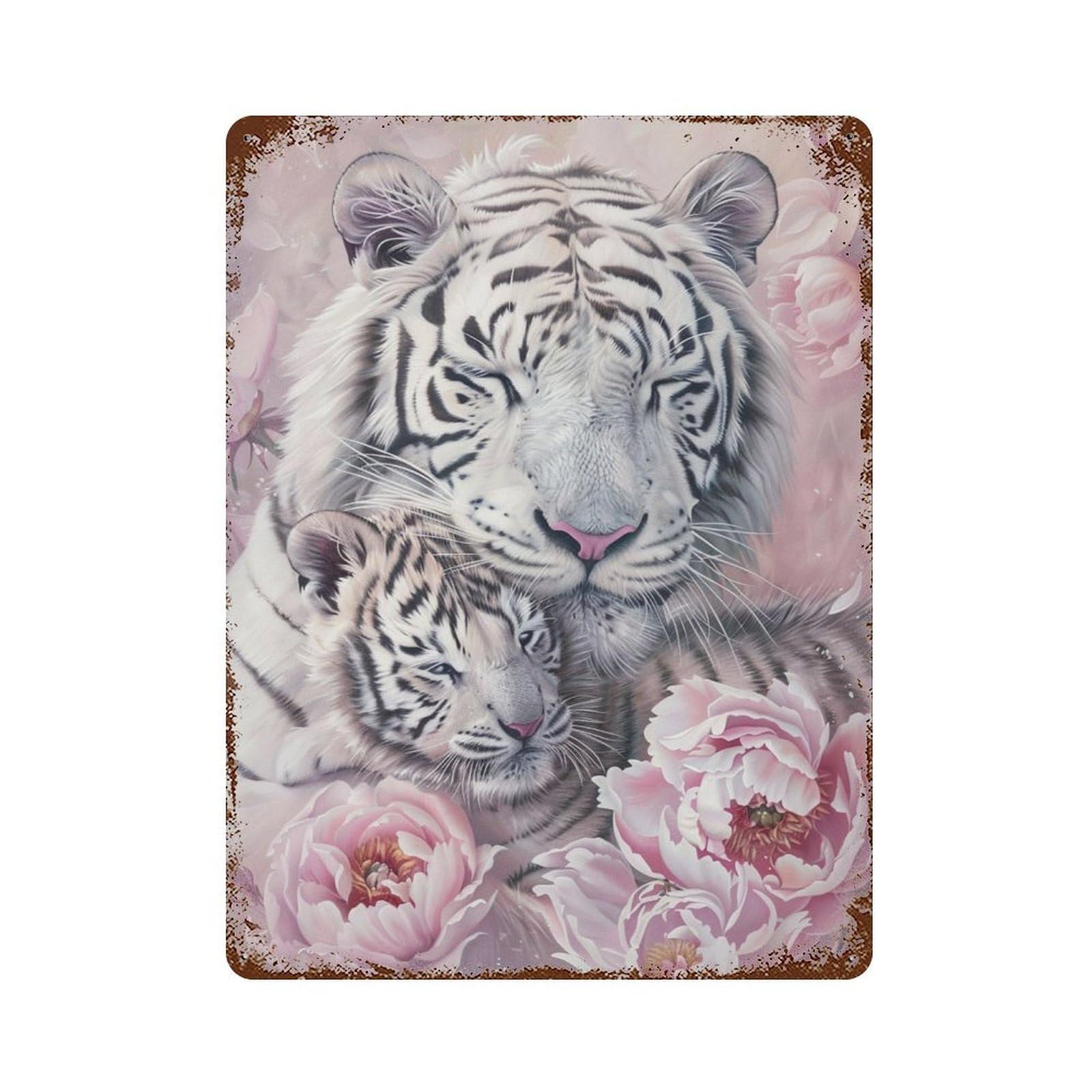 HDURYEYRYY Mother Tiger’s Warm Embrace 01 Wall Retro Iron Vintage Art Metal Tin Sign Poster Modern Home Cofffee Club Art Bar Shop Decor Style 40x30cm