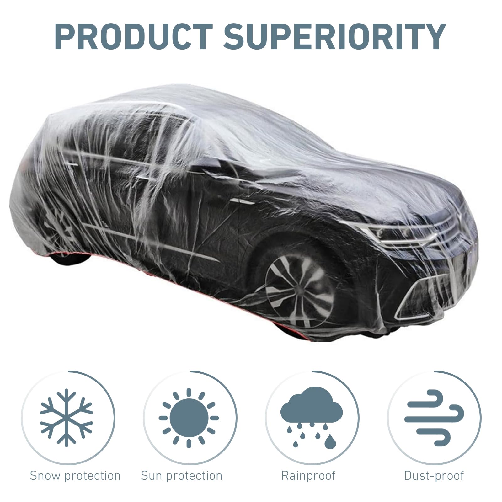 Ypoyney 4 PCS Disposable Car Cover 12 4FT x 21 6FT Clear Rain Dust Garage Cover Clear Plastic — view 6