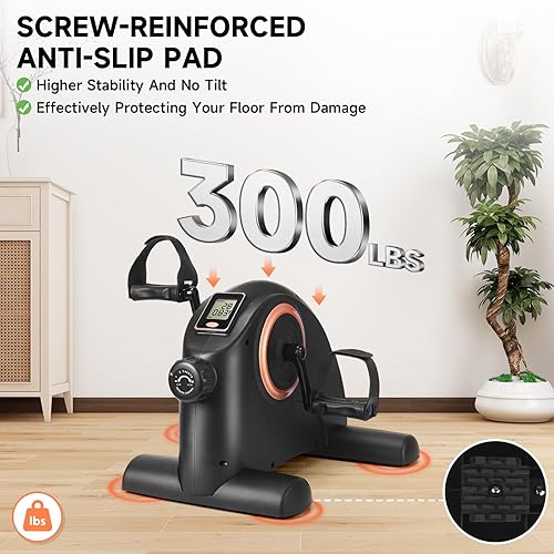 Miniatura 2 de Mini bicicleta de ejercicio, ejercicio de pedal portátil debajo del escritorio con resistencia magnética silenciosa, bicicleta de ejercicio portátil